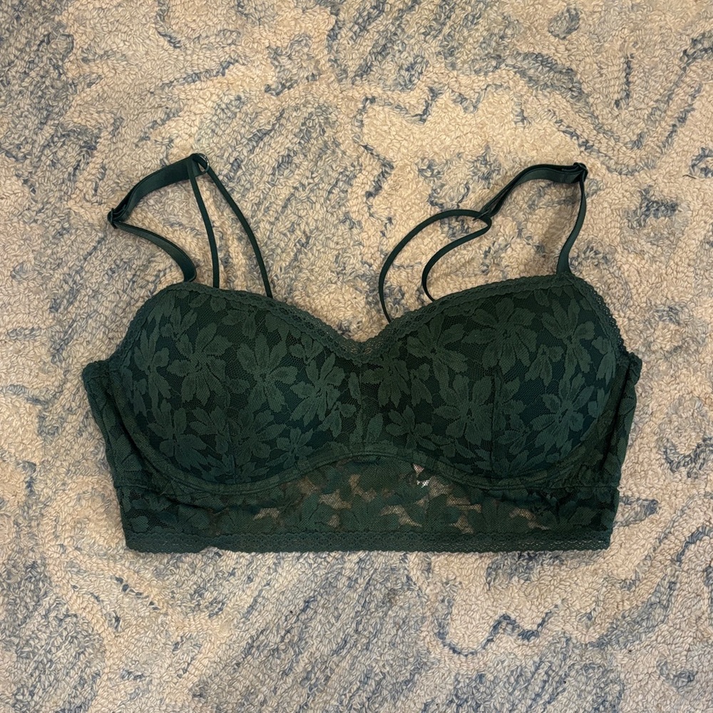 Pink by Victoria's Secret Floral Lace Bralette - Green NWOT
